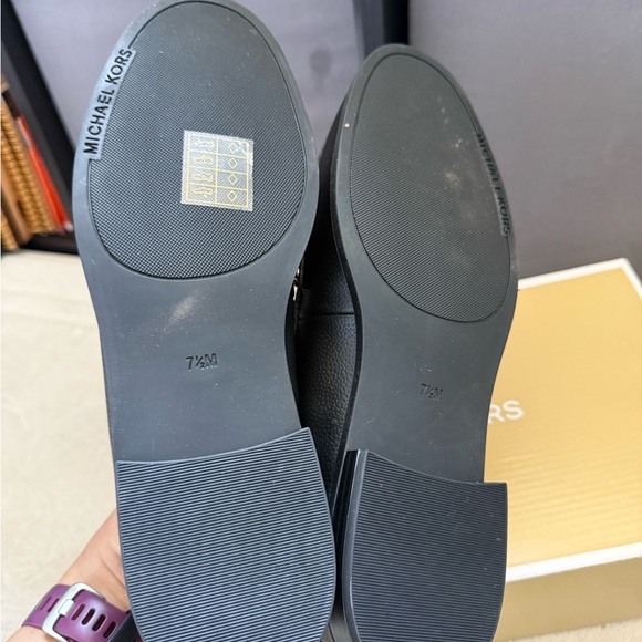 Michael Kors Black Leather Penny Loafers with Gold Hardware (NEW with box) - Picture 6 of 7